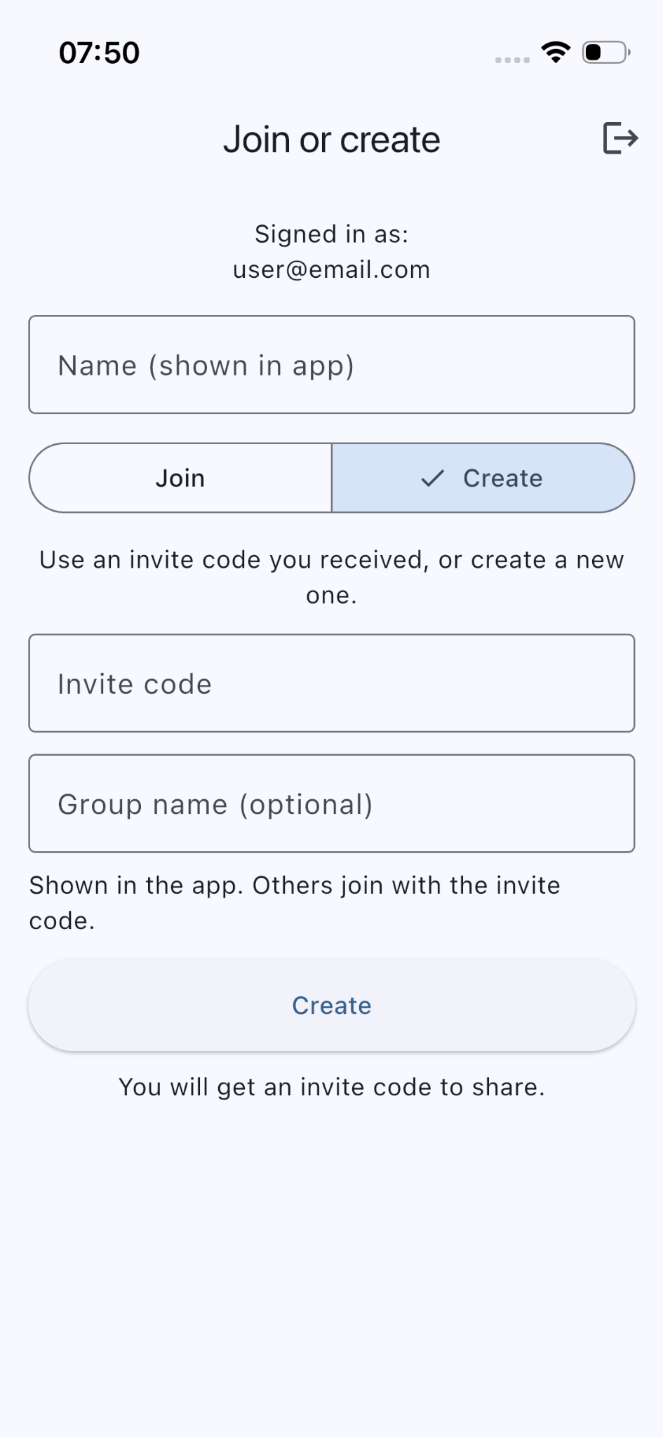 Opprett eller bli med i gruppe i SyncVia